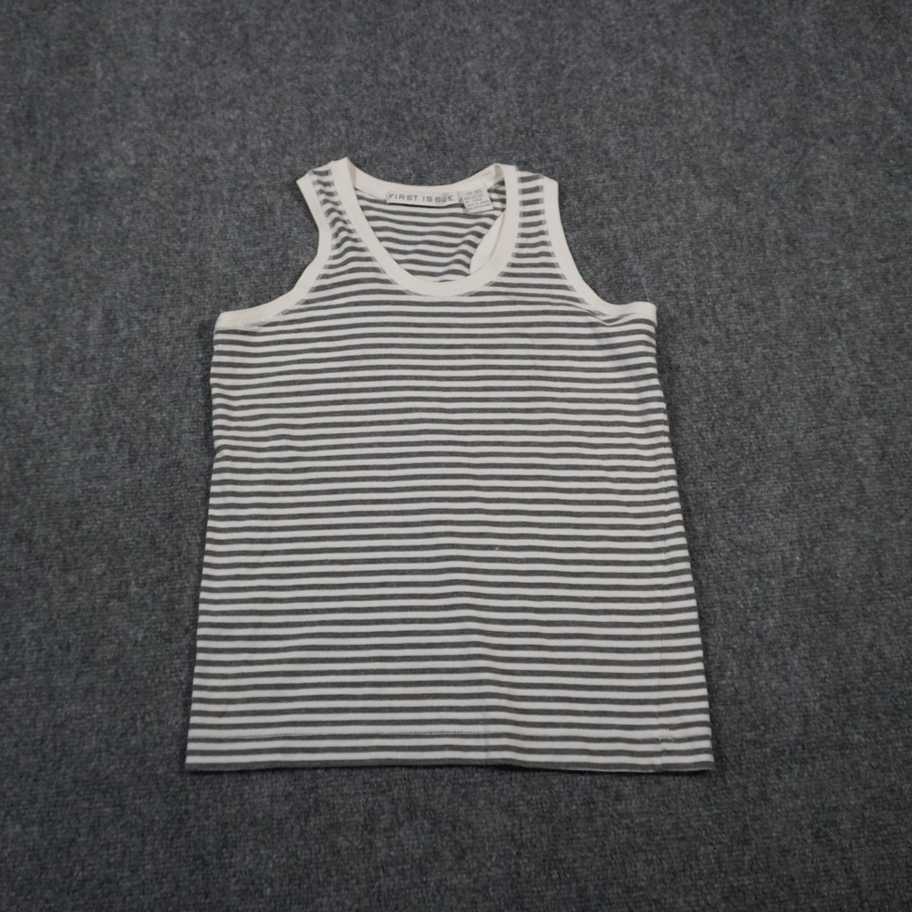 First Issue Striped Tank Top Womens XS White‎ Gray Sleeveless Casual